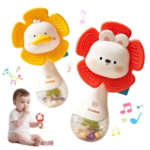 "Weirtoya baby rattles teething toys set of 2 BPA-free safe newborn toys"