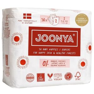 "Joonya Baby Diapers Size 2 eco-friendly non-toxic overnight diapers made in Denmark"