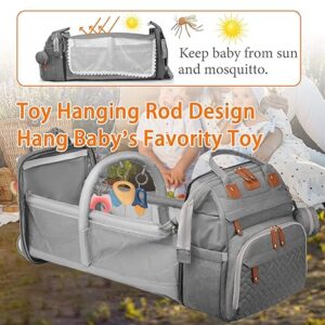 Large Capacity Grey Diaper Bag Backpack with USB Charging Port