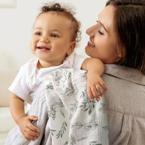 Muslin swaddle blankets for newborns – soft breathable cotton receiving blanket 3 pack