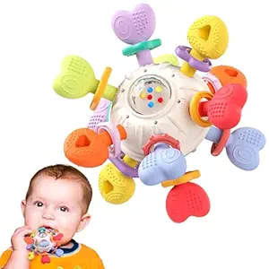 “Baby Teething & Rattle Montessori Toys – BPA-Free Silicone Sensory Learning Teether for Infants 0-12 Months – Safe and Fun Montessori Baby Gift”