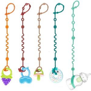 “Toy Straps for Baby 5-Pack Adjustable Silicone Tether for Stroller, High Chair, and Car Seat”