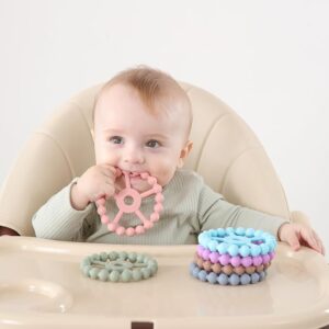 “3 Pack Ring Teether Baby Infant Toys – Silicone Teething Rings for Babies in Purple, Pink, and White – Seposeve Baby Essentials 2025”