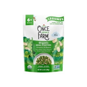 Once Upon a Farm Frozen Organic Baby Food Broccoli Peas & Navy Beans with Olive Oil & Mint Plant-Rich Meal 3.5 oz