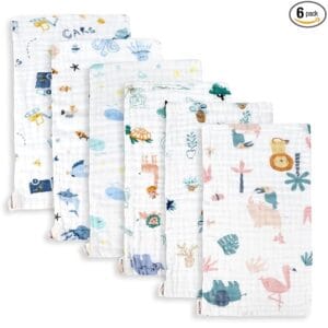 “Maliton Muslin Baby Burp Cloths 6 Pack 100% Cotton Soft Absorbent Burp Rags”