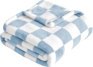 Yurhap Checkered Baby Blanket in Blue for Newborns