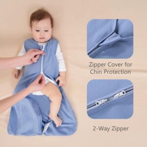 Baby Sleep Sack 0-6 Months Cotton Wearable Blanket in Cyan 3 Pack