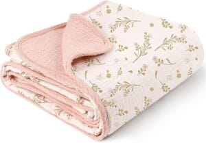 Konssy muslin baby blanket floral print 100 percent cotton soft breathable swaddle for newborns and toddlers on crib