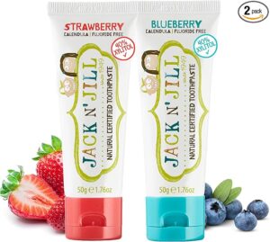 Jack N' Jill Natural Toddler Toothpaste Pack of 2 Strawberry and Blueberry