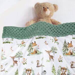 BORITAR Baby Blanket for Boys and Girls, super soft double layer minky blanket with dotted backing and woodland animal design, 30 x 40 inches ideal for newborns and toddlers