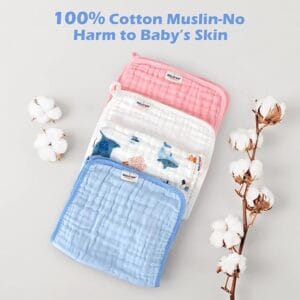 “Maliton 6-Layer Cotton Muslin Burp Cloths for Newborns”
