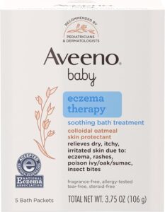Aveeno Baby Eczema Therapy Soothing Bath Treatment – 5 Single-Use Packets with Natural Colloidal Oatmeal