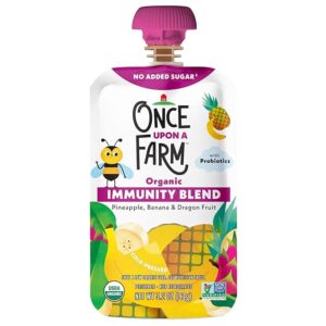 “Once Upon a Farm Organic Pineapple Banana Dragon Fruit Immunity Blend Kids Snack – 3.2oz Pouch”