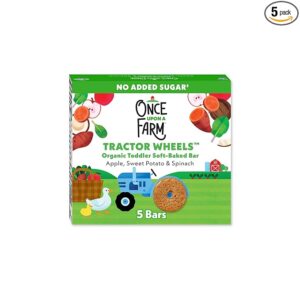 Once Upon a Farm Organic Tractor Wheels Toddler Bar Apple Sweet Potato Spinach