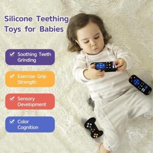 Hooku 2 Pack Silicone Teething Toys for Babies 0–12 Months – BPA-Free Remote Teether and Sensory Chew Toy for Baby Gum Relief, Dishwasher Safe, Amazon Baby Essentials 2025