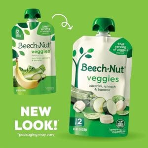 “Beech-Nut Baby Food Pouches Variety Pack — 18-pack of 3.5 oz veggie purees for babies 6+ months.”