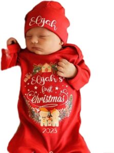 Personalized My 1st Christmas Baby Grow and Hat Set