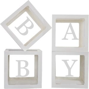 Clear Baby Boxes with Letters for Baby Shower, Transparent Balloon Box Decorations, Gender Reveal and Birthday Party Setup