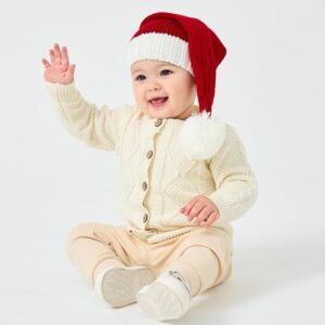 Warm washable fade-resistant Baby Santa Hat Christmas for holiday photos.