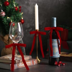 30pcs Burgundy Velvet Twist Tie Bows for Christmas Tree