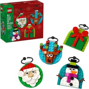 “LEGO Christmas Ornament Selection 40744 hanging ornaments on Christmas tree”