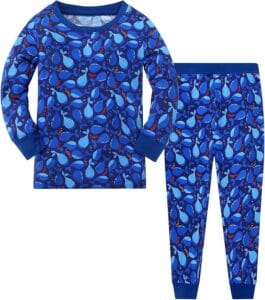 Toddler wearing JunNeng bamboo viscose pajamas in soft breathable sleepwear set