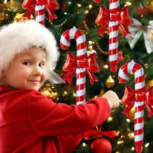 6Pcs Red Bow Candy Cane Balloons