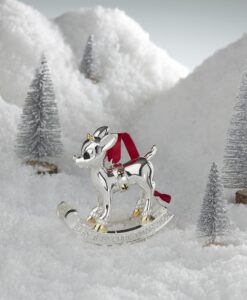“Lenox 2025 Baby’s 1st Christmas Rudolph Ornament Silver-Plated Metal Resin Red Ribbon”