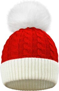 Christmas Knit Santa Hat Baby Knitted Beanie for Infant Toddler 0-3 Years Red