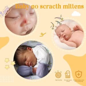 Newborn baby wearing Pro Goleem Muslin Baby Mittens – Soft Cotton No Scratch Mittens for Infant Hand Protection.