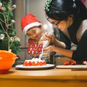 Christmas Santa Baby Cake Topper glitter hat for baby shower and birthday cake decoration