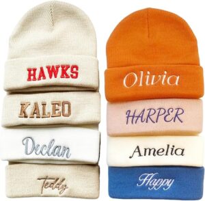 Custom Baby Beanie Hat for Kids Personalized with Embroidered Name