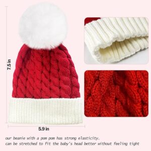 Christmas Knit Santa Hat Baby Knitted Beanie for Infant Toddler 0-3 Years Red
