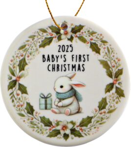 “2025 Baby’s First Christmas Ornament 3 Inch hanging on Christmas tree – Baby’s 1st Christmas Keepsake Decor”