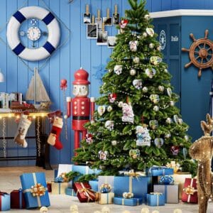 Witfox 2025 Personalized Baby’s First Christmas Ornament for Boys in Baby Blue with Name and Year