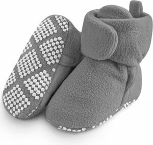 Pro Goleem fleece baby booties soft warm anti slip stay on newborn slippers for boys and girls