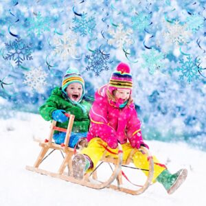 “Sumind 30 Pcs Winter Party Wonderland Decorations Blue and Silver Snowflake Hanging Swirls for Winter Baby Shower and Christmas Party Décor”