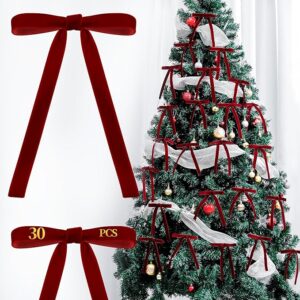 AYGXU Velvet Bows for Christmas Decor in Burgundy Color