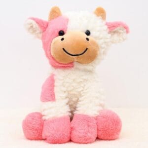 Cute pink cow plush stuffed animal 8 inch sitting cow toy for kids