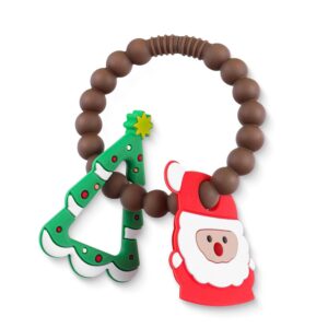 Christmas Teething Toys silicone Christmas teether set for newborns and infants, soft chew toys for stocking stuffers.