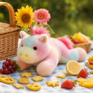 Adorable rainbow unicorn stuffed animal soft plush toy for kids and toddlers