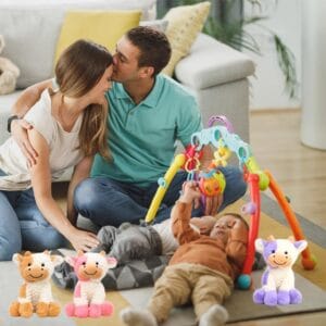 Cute pink cow plush stuffed animal 8 inch sitting cow toy for kids