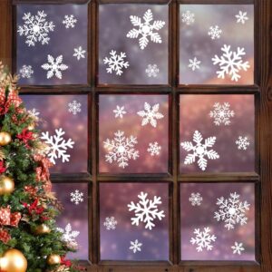 LUDILO 135pcs Christmas Window Clings Snowflakes Window Decals for Holiday and Christmas Window Decorations