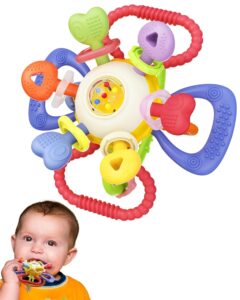 Baby Montessori Sensory Teething Toy BPA-Free Silicone Teether with Rattle for Babies 0–12 Months