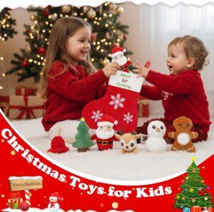 “First Christmas Baby Toys Sensory Plush Set featuring Gingerbread Man Rattles and Santa Claus Crinkle Toys for Infants, Ideal Stocking Stuffers for Boys and Girls”