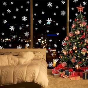 LUDILO 135pcs Christmas Window Clings Snowflakes Window Decals for Holiday and Christmas Window Decorations