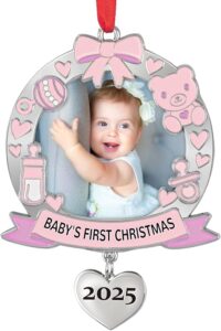 Personalized My First Christmas Picture Frame Ornament for baby girl 2025