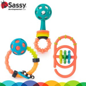 Sassy My First Rattles Newborn Gift Set – Soft Flexible Rattles for Newborn Babies