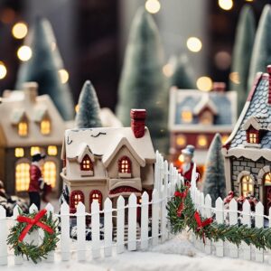 "2 pcs Christmas Fairy Garden Fence wooden miniature picket fence for dollhouse and holiday crafts"