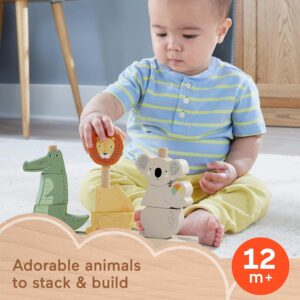 “Fisher-Price Wood Baby Toy Stack & Sort Animals wooden stacking toy for infants and toddlers”